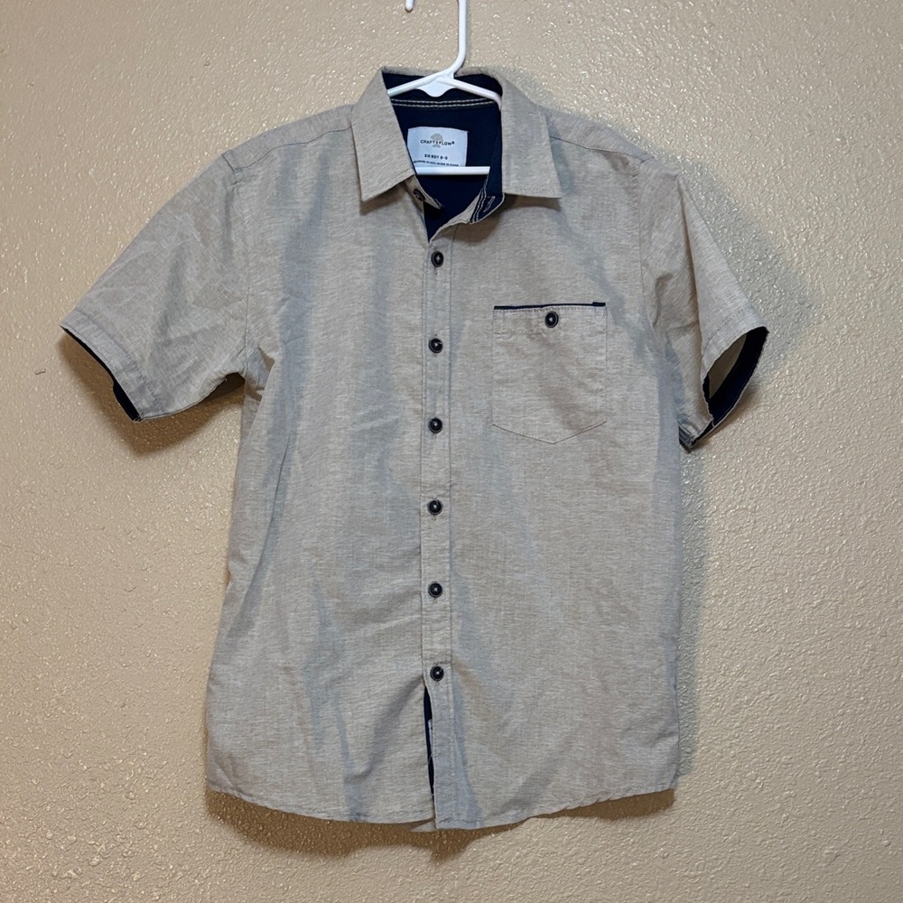 Men's Casual Short Sleeve Button-Down Shirt - Tan